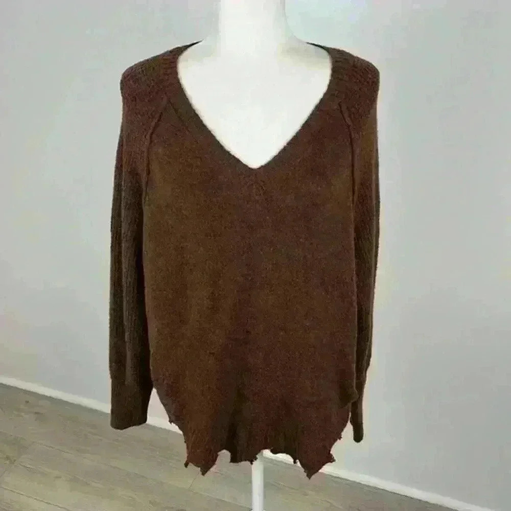 Rue 21 Brown V-Neck Pullover Sweater Size XS